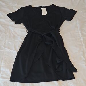 BloomChic Black Mini Wrap Dress
